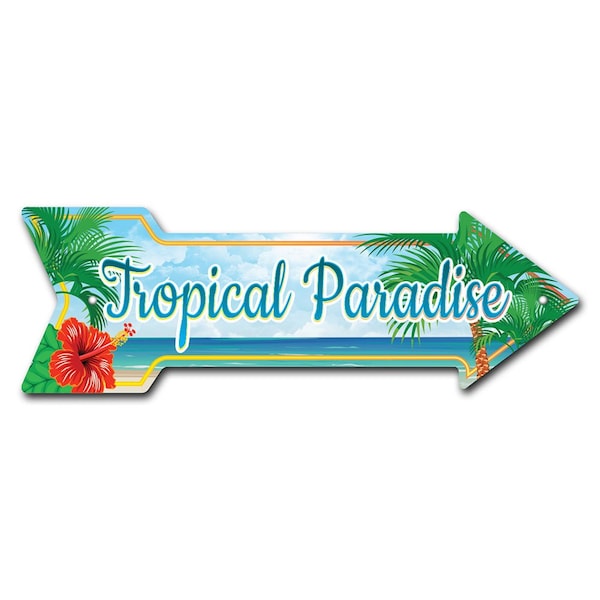 Tropical Paradise Arrow Sign Funny Home Decor 36in Wide